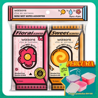 WATSONS - Mini Wet Wipes Assorted 8SX4PKS