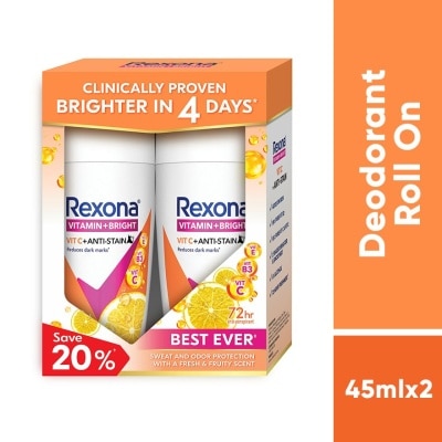 REXONA Vit C + Anti Stain Roll On Deo 2x45ml