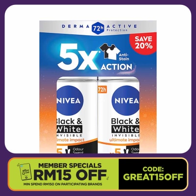 NIVEA Deodorant B&W Ultimate Impact Roll On TWP 2x50ml