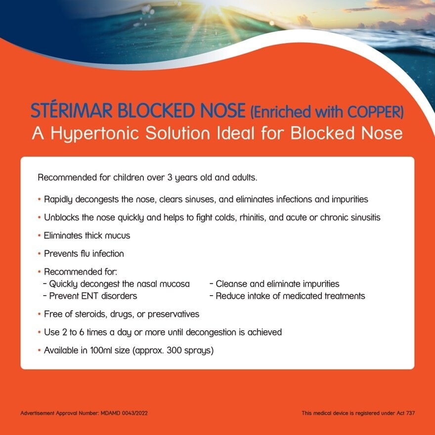 Sterimar Blocked Nose Spray 100ml