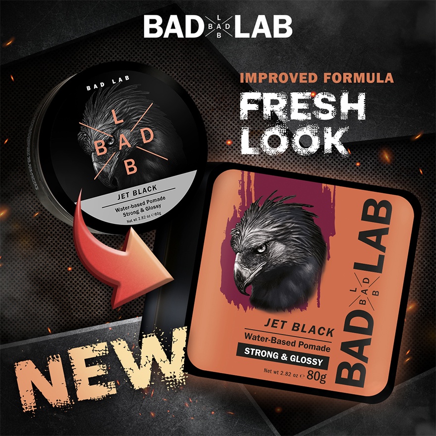 WATER BASED POMADE STRONG & GLOSSY 80g (JET BLACK) image
