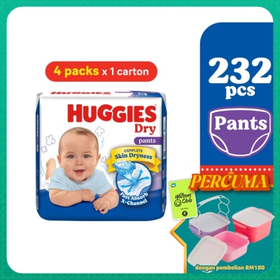 HUGGIES - Dry Pants Diapers M 58s (4 Packs) - Absorbent and dry diapers for baby