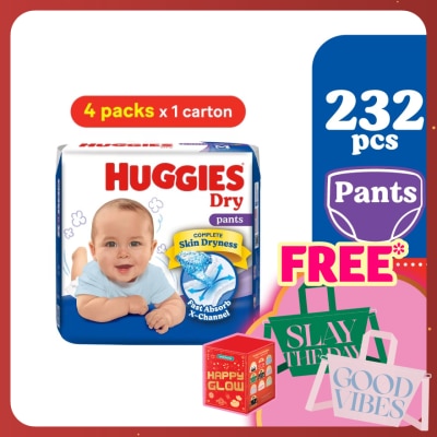 HUGGIES Dry Pants Diapers M 58s (4 Packs) - Absorbent and dry diapers for baby