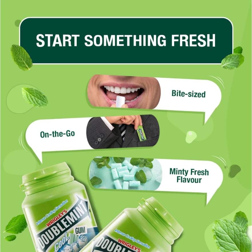Doublemint Chewing Gum Cool Menthol & Eucalyptus Bottle 40s