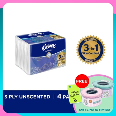 KLEENEX Natural Face Tissues Soft Pack 4 x 50's