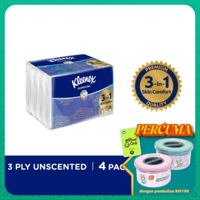 KLEENEX Natural Face Tissues Soft Pack 4 x 50's
