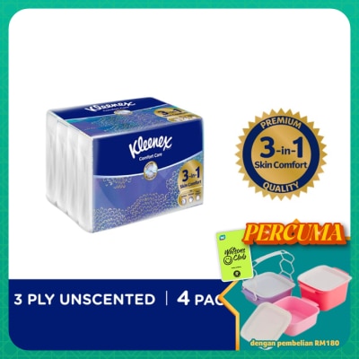 KLEENEX - Natural Face Tissues Soft Pack 4 x 50's