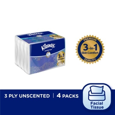 KLEENEX Natural Face Tissues Soft Pack 4 x 50's