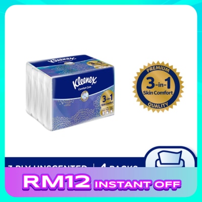 KLEENEX Natural Face Tissues Soft Pack 4 x 50's