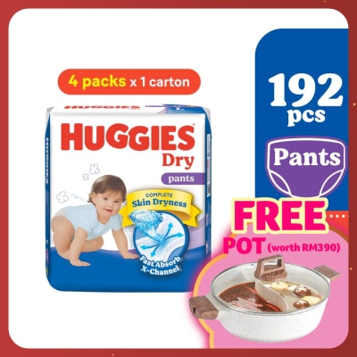 HUGGIES Dry Pants Diapers L 48s (4 Packs) - Absorbent and dry diapers for baby