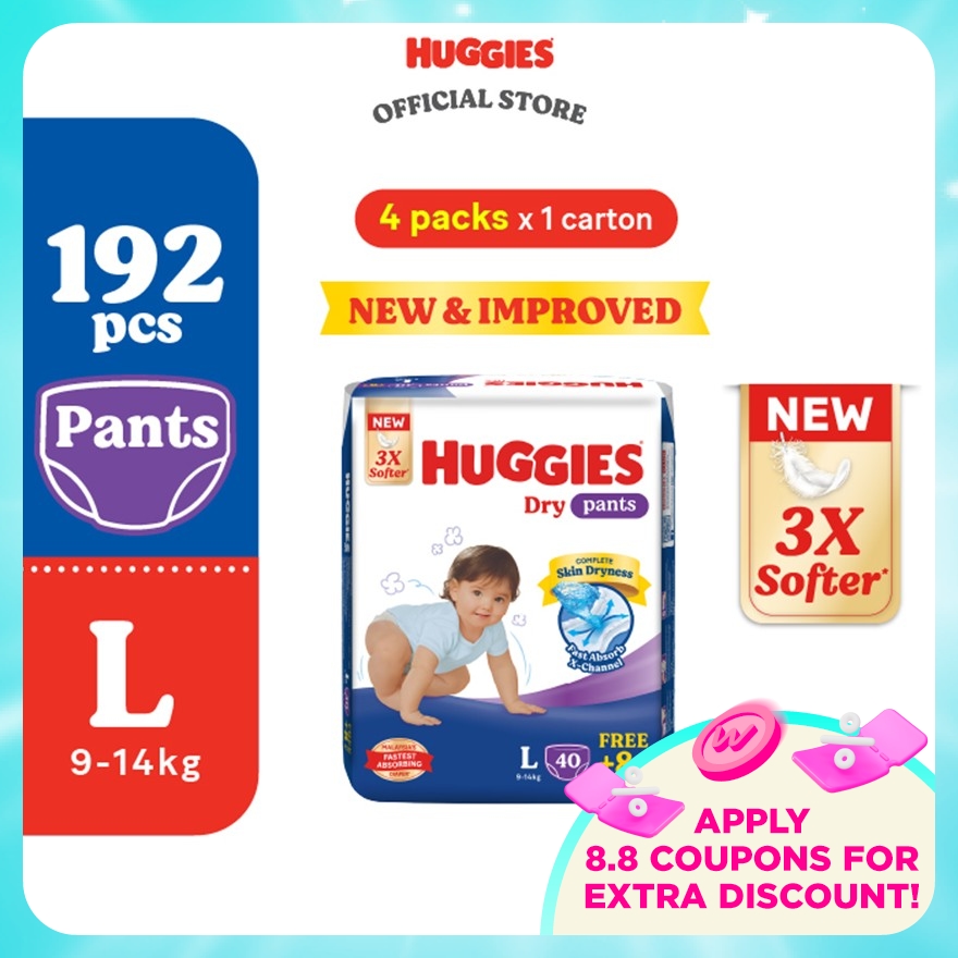Dry Pants Diapers L 48s (4 Packs) - Absorbent and dry diapers for baby