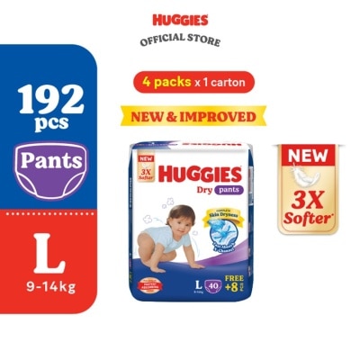 HUGGIES - Dry Pants Diapers L 48s (4 Packs) - Absorbent and dry diapers for baby