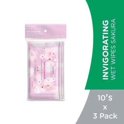 WATSONS Invigorating Wet Wipes Sakura 10SX3