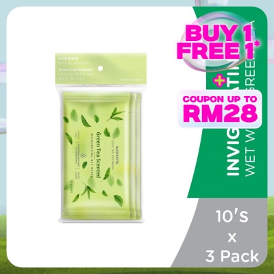 WATSONS Invigorating Wet Wipes Green Tea 10SX3