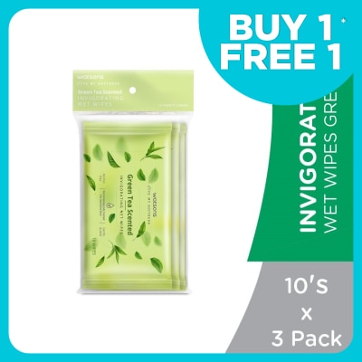 WATSONS Invigorating Wet Wipes Green Tea 10SX3