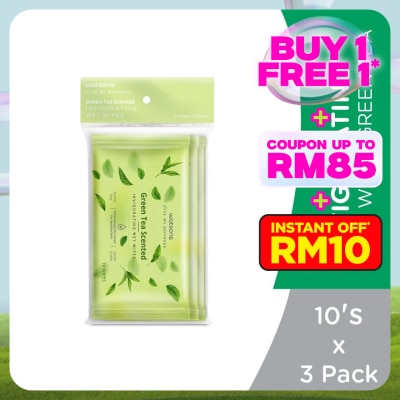 WATSONS Invigorating Wet Wipes Green Tea 10SX3