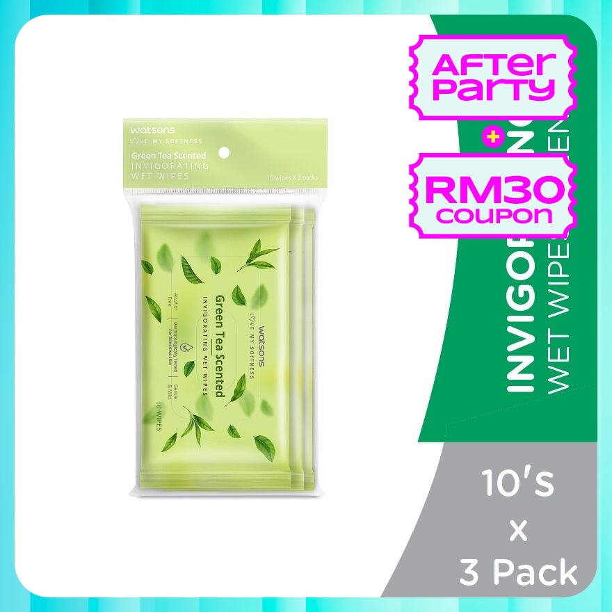 Invigorating Wet Wipes Green Tea 10SX3