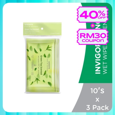 WATSONS Invigorating Wet Wipes Green Tea 10SX3