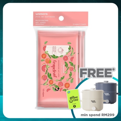 WATSONS Invigorating Wet Wipes Grapefruit 10SX3