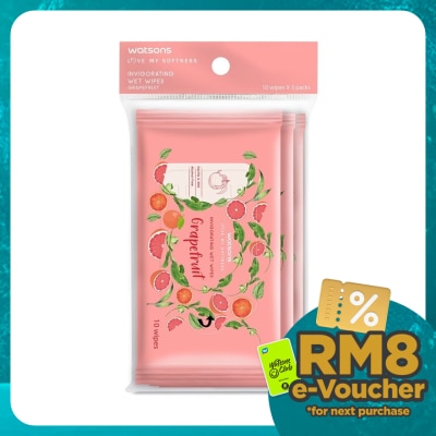 WATSONS Invigorating Wet Wipes Grapefruit 10SX3