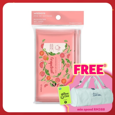 WATSONS Invigorating Wet Wipes Grapefruit 10SX3
