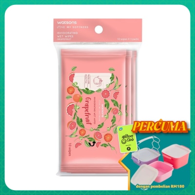 WATSONS - Invigorating Wet Wipes Grapefruit 10SX3