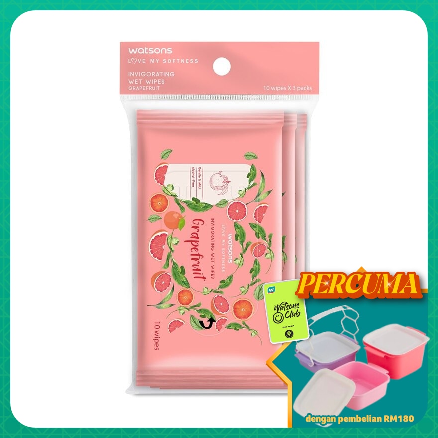 Invigorating Wet Wipes Grapefruit 10SX3