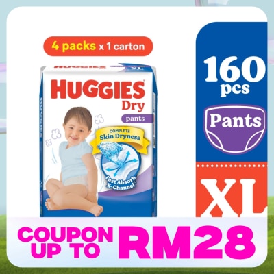 HUGGIES Dry Pants Diapers XL 40s (4 Packs) - Absorbent and dry diapers for baby
