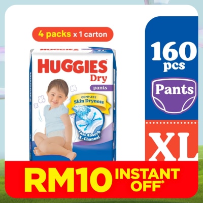 HUGGIES Dry Pants Diapers XL 40s (4 Packs) - Absorbent and dry diapers for baby