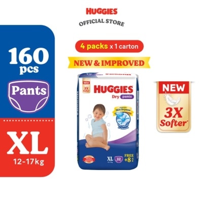 HUGGIES - Dry Pants Diapers XL 40s (4 Packs) - Absorbent and dry diapers for baby