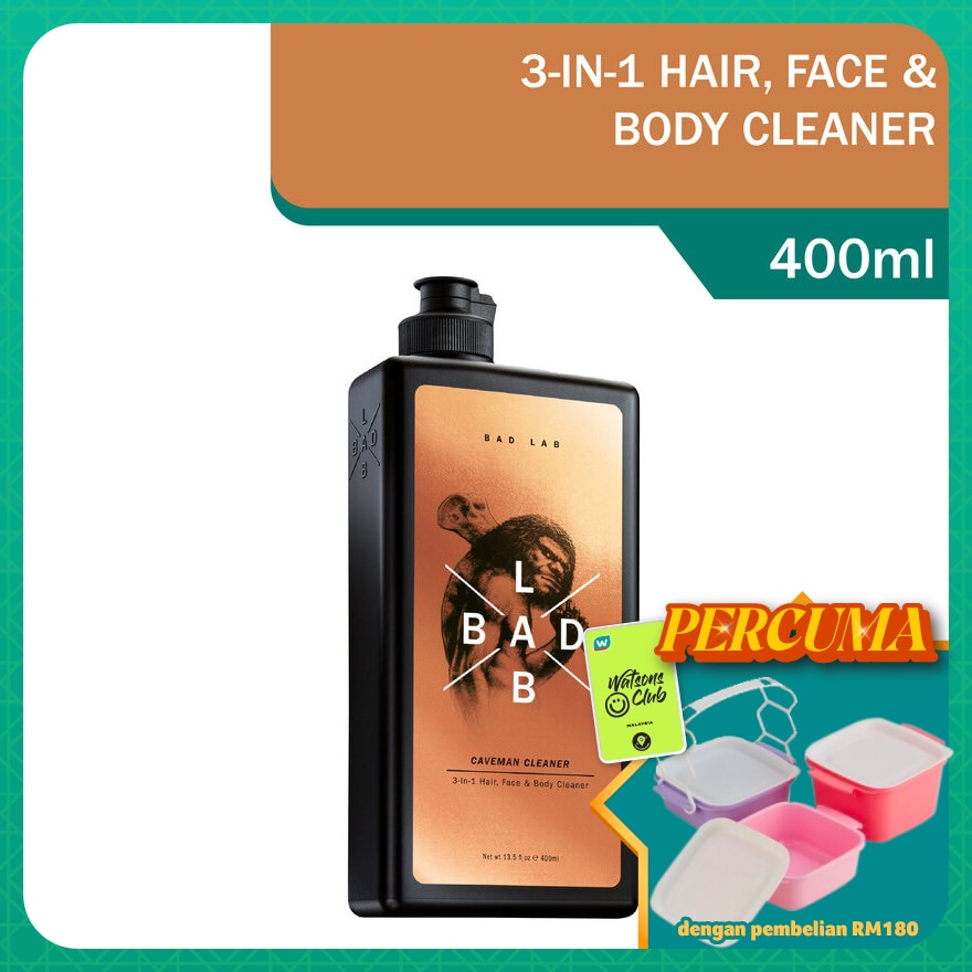 Caveman Cleaner 3-in-1 Hair Face Body Shampoo 400ml