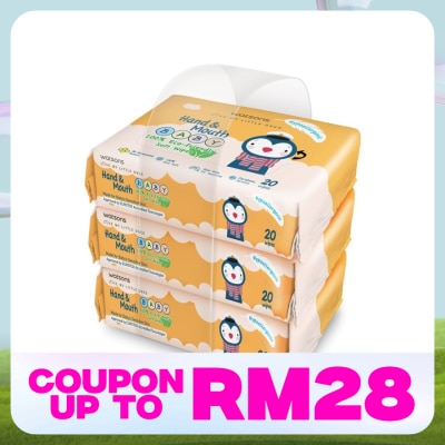 WATSONS Hand & Mouth Baby Soft Wipes 3 x 20's
