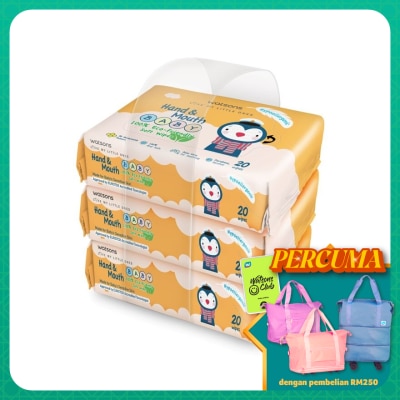 WATSONS Hand & Mouth Baby Soft Wipes 3 x 20's