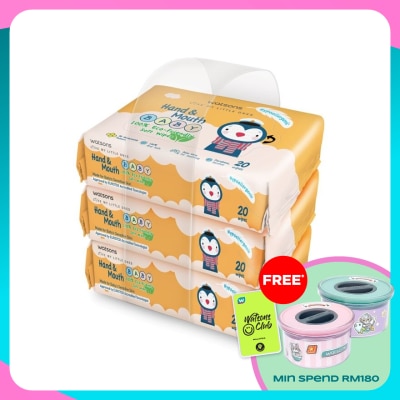 WATSONS Hand & Mouth Baby Soft Wipes 3 x 20's