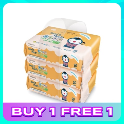 WATSONS Hand & Mouth Baby Soft Wipes 3 x 20's