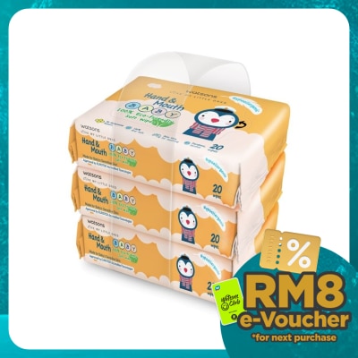 WATSONS Hand & Mouth Baby Soft Wipes 3 x 20's