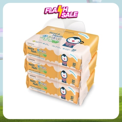 WATSONS Hand & Mouth Baby Soft Wipes 3 x 20's