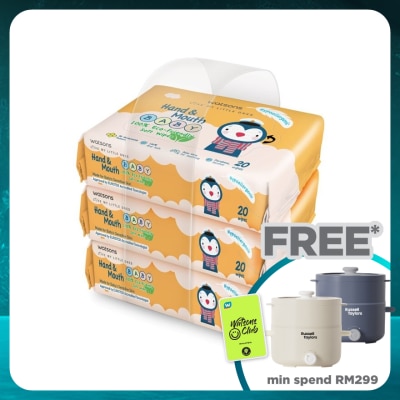 WATSONS Hand & Mouth Baby Soft Wipes 3 x 20's