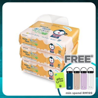 WATSONS Hand & Mouth Baby Soft Wipes 3 x 20's