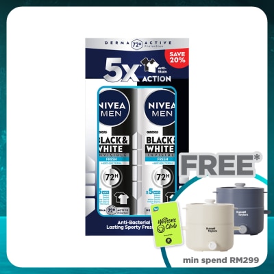NIVEA FOR MEN Deodorant B&W Fresh Spray Twin Pack 2x150ml