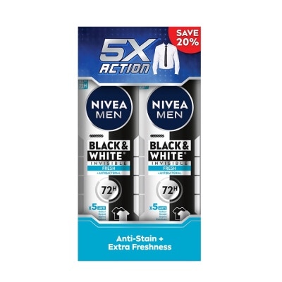 NIVEA FOR MEN Deodorant B&W Fresh Spray Twin Pack 2x150ml