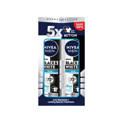 NIVEA FOR MEN Deodorant B&W Fresh Spray Twin Pack 2x150ml