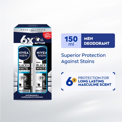 NIVEA FOR MEN Deodorant B&W Fresh Spray Twin Pack 2x150ml image
