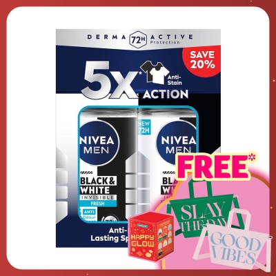 NIVEA FOR MEN Deodorant B&W Fresh Roll On Twin Pack 2x50ml