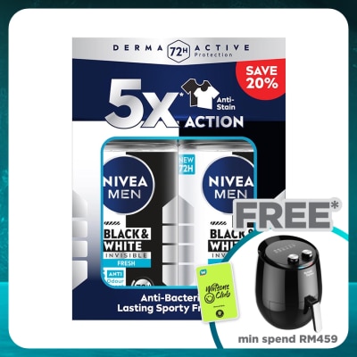 NIVEA FOR MEN Deodorant B&W Fresh Roll On Twin Pack 2x50ml