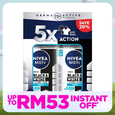 NIVEA FOR MEN Deodorant B&W Fresh Roll On Twin Pack 2x50ml