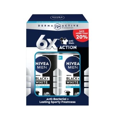 NIVEA FOR MEN - Deodorant B&W Fresh Roll On Twin Pack 2x50ml