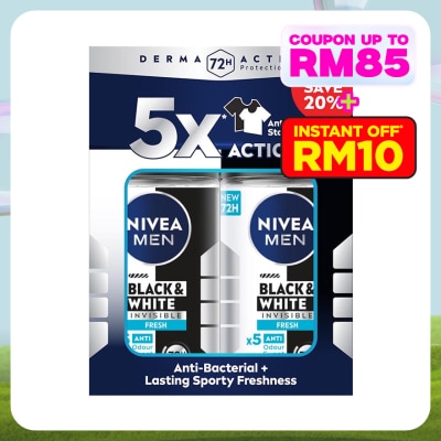 NIVEA FOR MEN Deodorant B&W Fresh Roll On Twin Pack 2x50ml