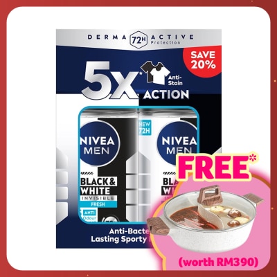 NIVEA FOR MEN Deodorant B&W Fresh Roll On Twin Pack 2x50ml