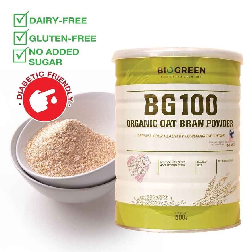 Bio-BG100 Organic Oat Bran Powder 500g (2 PACK)